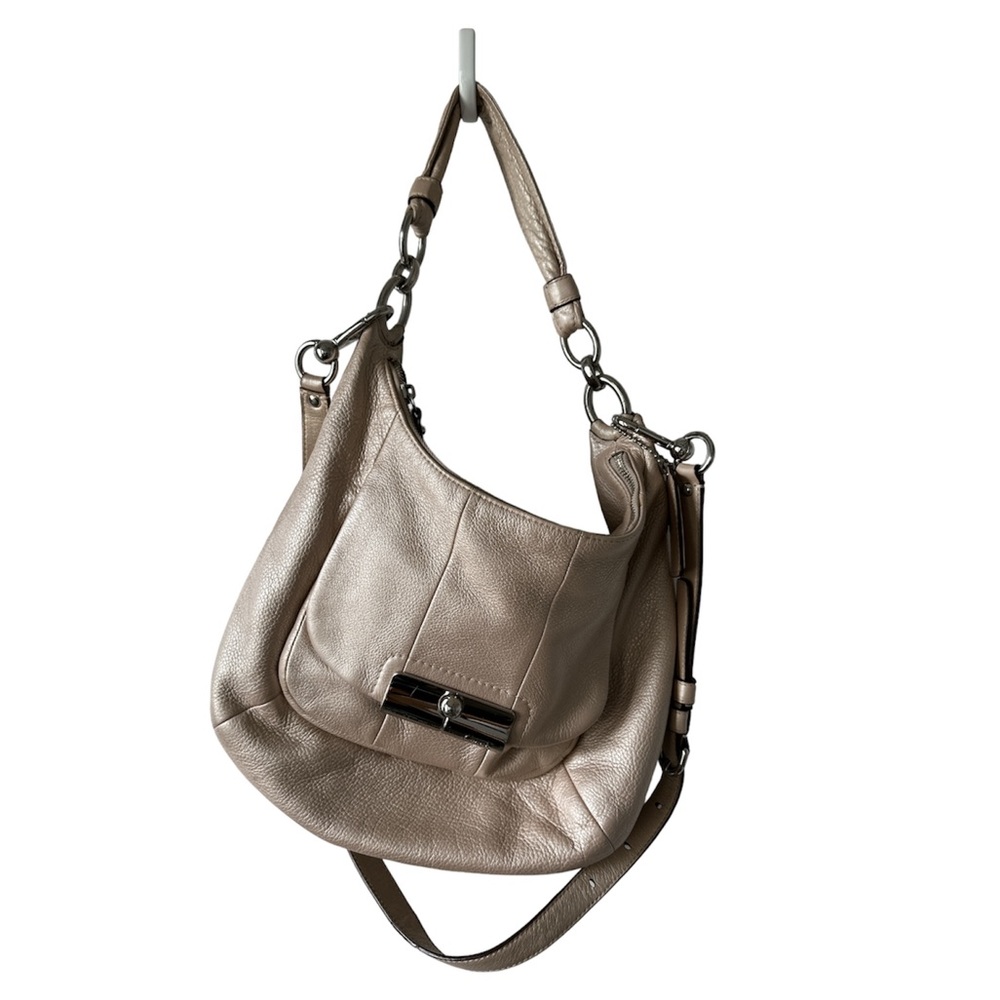 Coach KRISTIN Hobo Metallic Leather Bag/Purse Gold / Tan - Picture 3 of 12